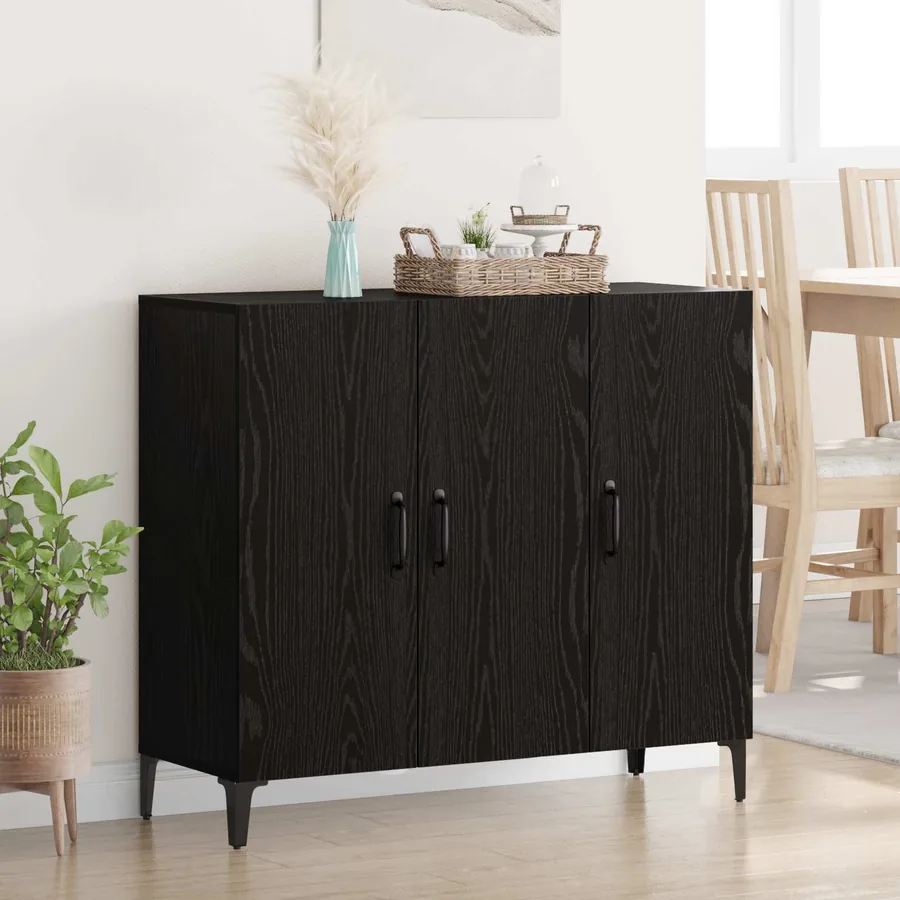 Buffet Chêne noir 34 x 90 x 80 cm Bois d'ingénierie