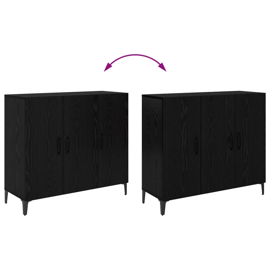 Buffet Chêne noir 34 x 90 x 80 cm Bois d'ingénierie - 12