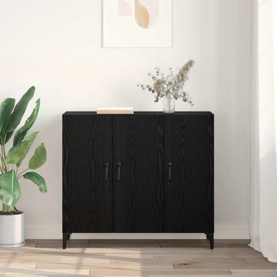Buffet Chêne noir 34 x 90 x 80 cm Bois d'ingénierie - 4