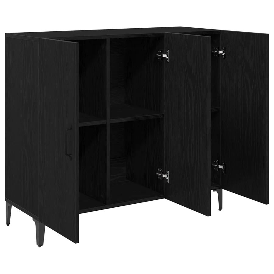 Buffet Chêne noir 34 x 90 x 80 cm Bois d'ingénierie - 5