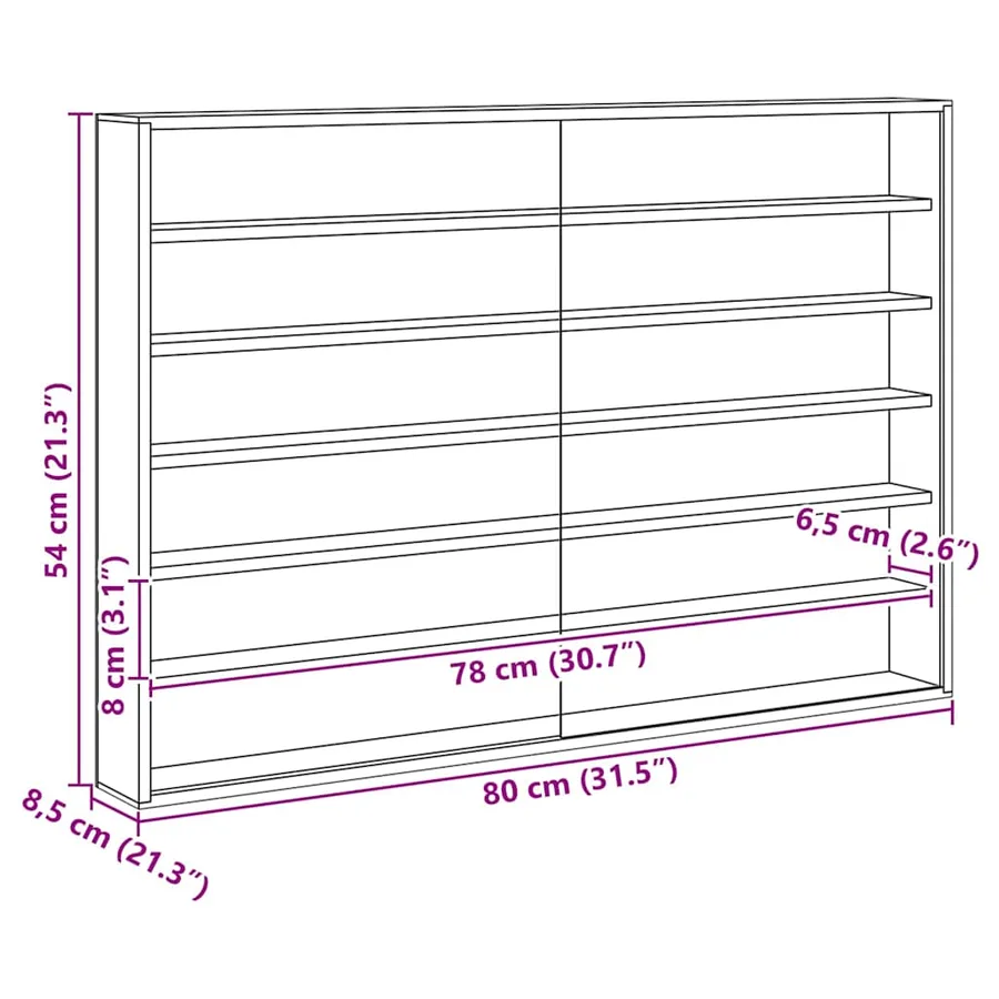 Vitrine Murale avec étagère Beige 80 x 8,5 x 54 cm Contreplaqué - 12