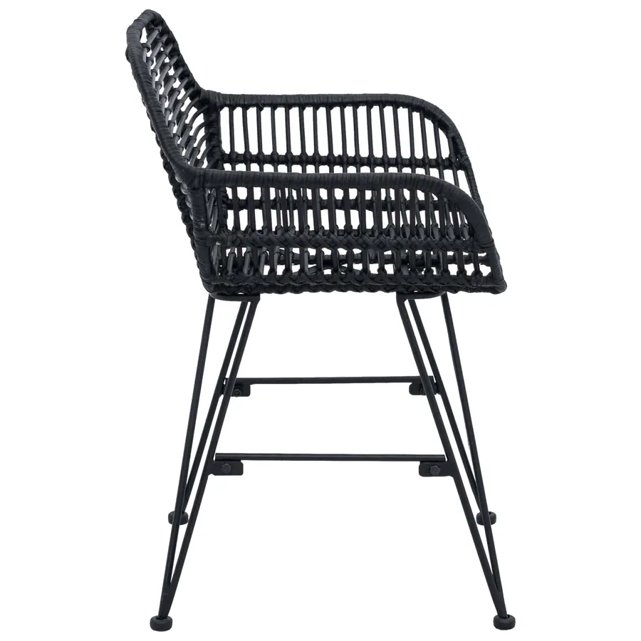 Chaise de salle à manger 2 pcs Rotin et métal Noir - 6