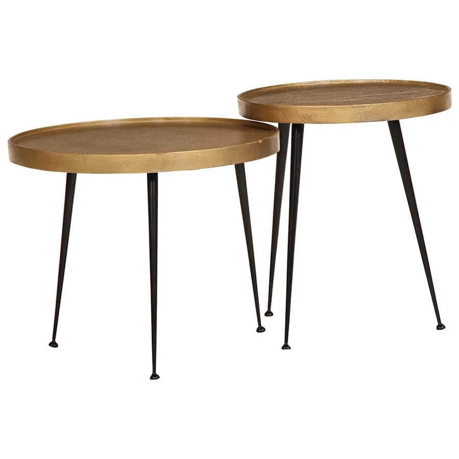 Table basse 2 pcs en bois d'ingénierie doré
