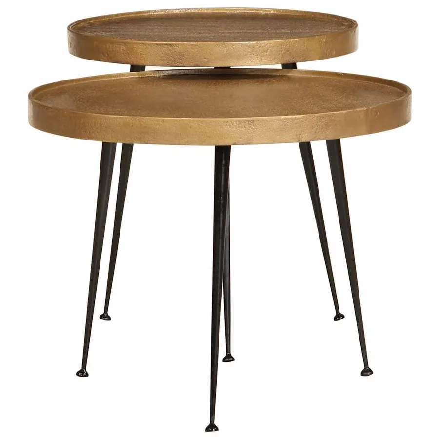 Table basse 2 pcs en bois d'ingénierie doré - 2