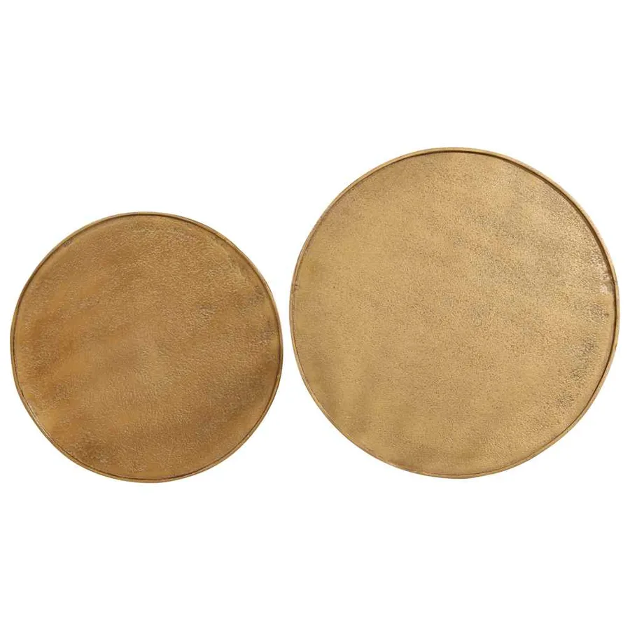 Table basse 2 pcs en bois d'ingénierie doré - 5