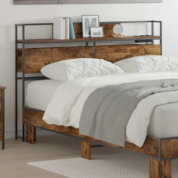 Tête de lit de rangement Chêne fumé Bois d'ingénierie