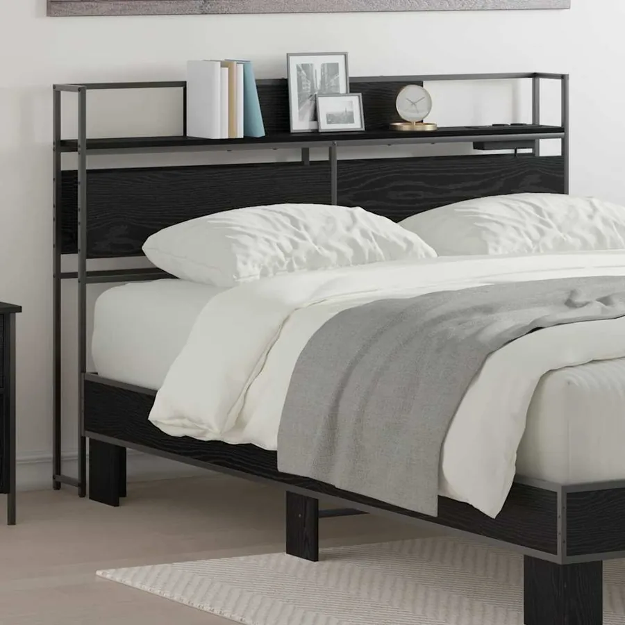 Tête de lit de rangement Chêne noir Bois d'ingénierie