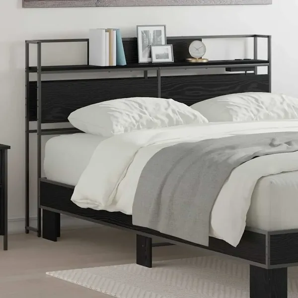 Tête de lit de rangement Chêne noir Bois d'ingénierie