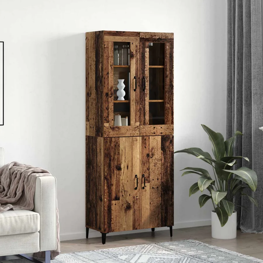 Haut Armoire 2 pcs Bois ancien Bois d'ingénierie