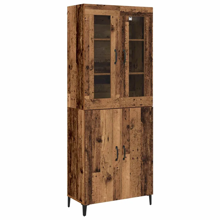 Haut Armoire 2 pcs Bois ancien Bois d'ingénierie - 2