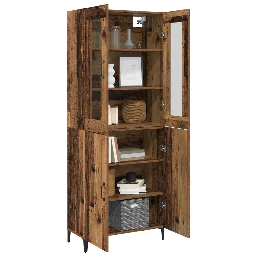 Haut Armoire 2 pcs Bois ancien Bois d'ingénierie - 3