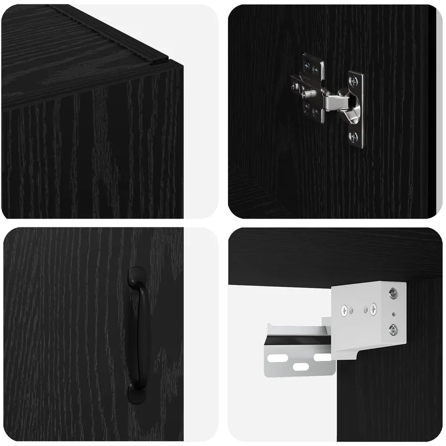 Armoire de rangement Montage mural Chêne noir 69,5 x 34 x 90 cm - 9