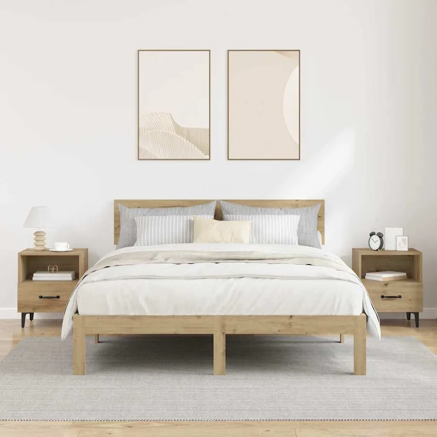 Cabinet de chevet 2 pc Chêne artisanal 40 x 35 x 47,5 cm - 4