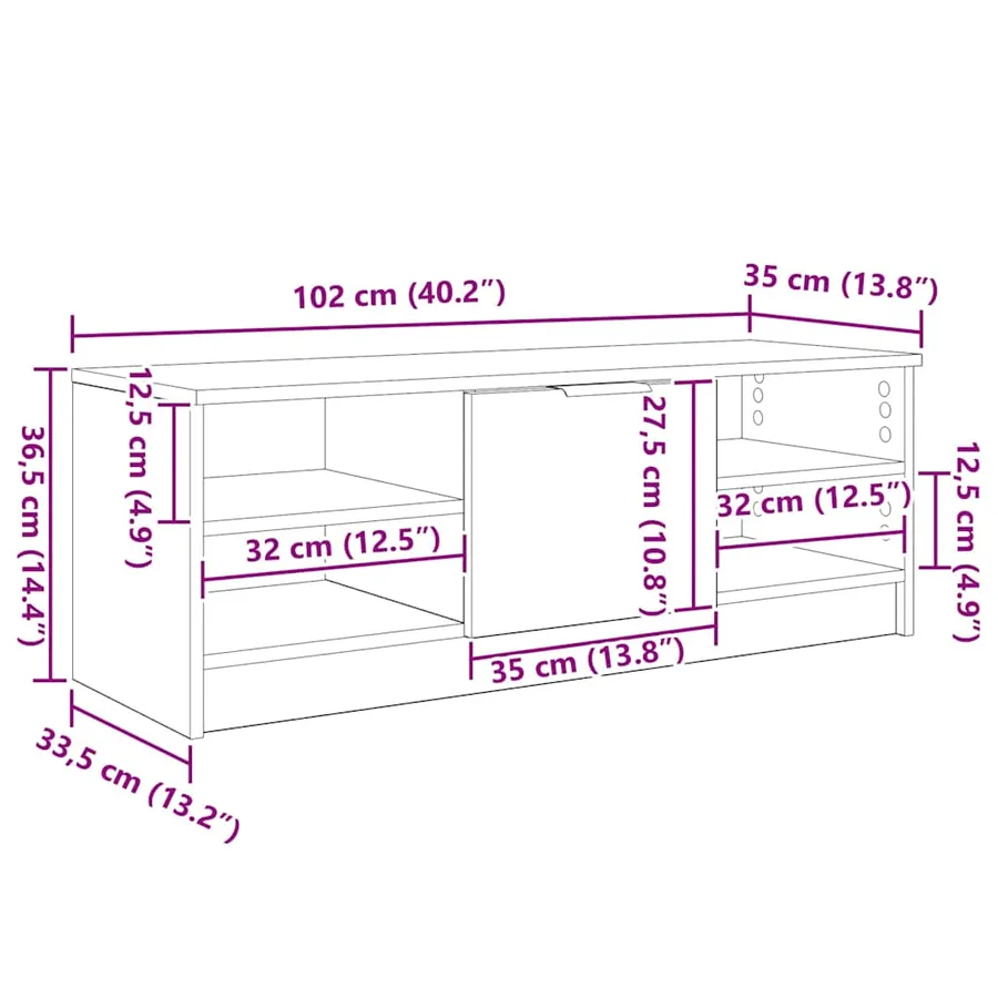 Meuble TV Bois Ancien 102 x 35 x 36,5 cm Bois d'ingénierie - 12