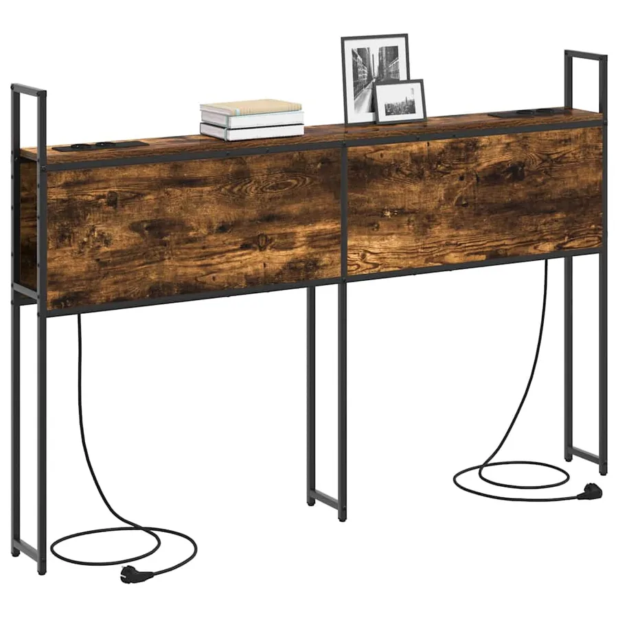 Headboard de Rangement avec Station de Charge Chêne fumé - 3