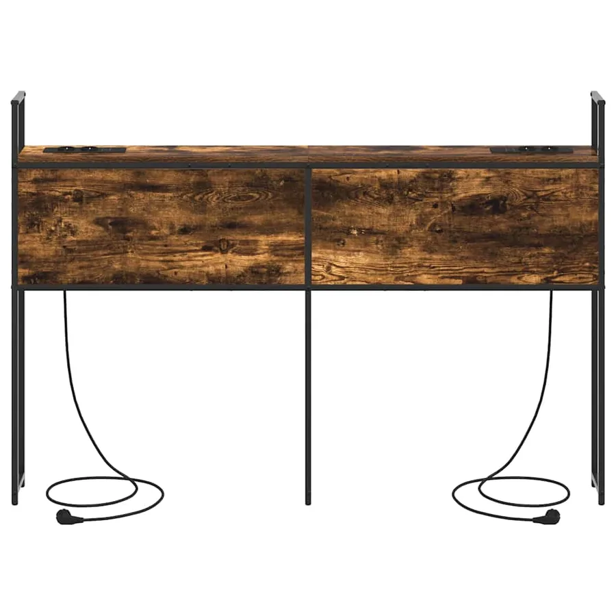 Headboard de Rangement avec Station de Charge Chêne fumé - 5