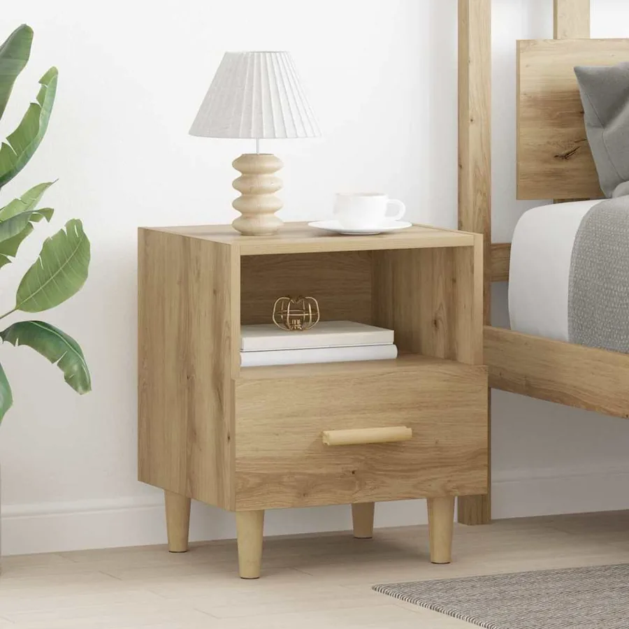 Cabinet de chevet 2 pc Chêne artisanal 40 x 35 x 47 cm
