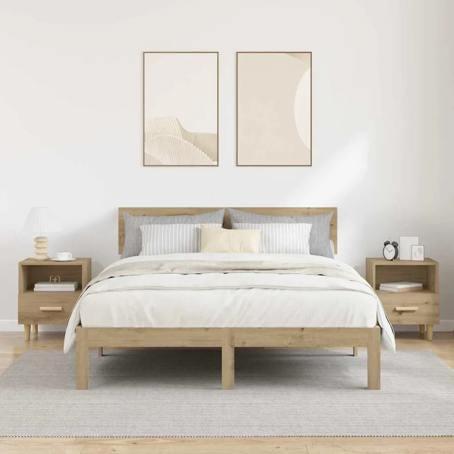 Cabinet de chevet 2 pc Chêne artisanal 40 x 35 x 47 cm - 4