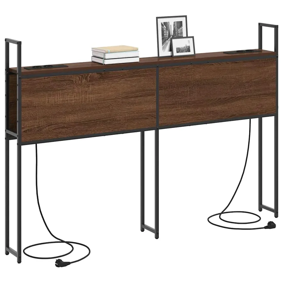 Headboard de Rangement avec Station de Charge Chêne marron - 3