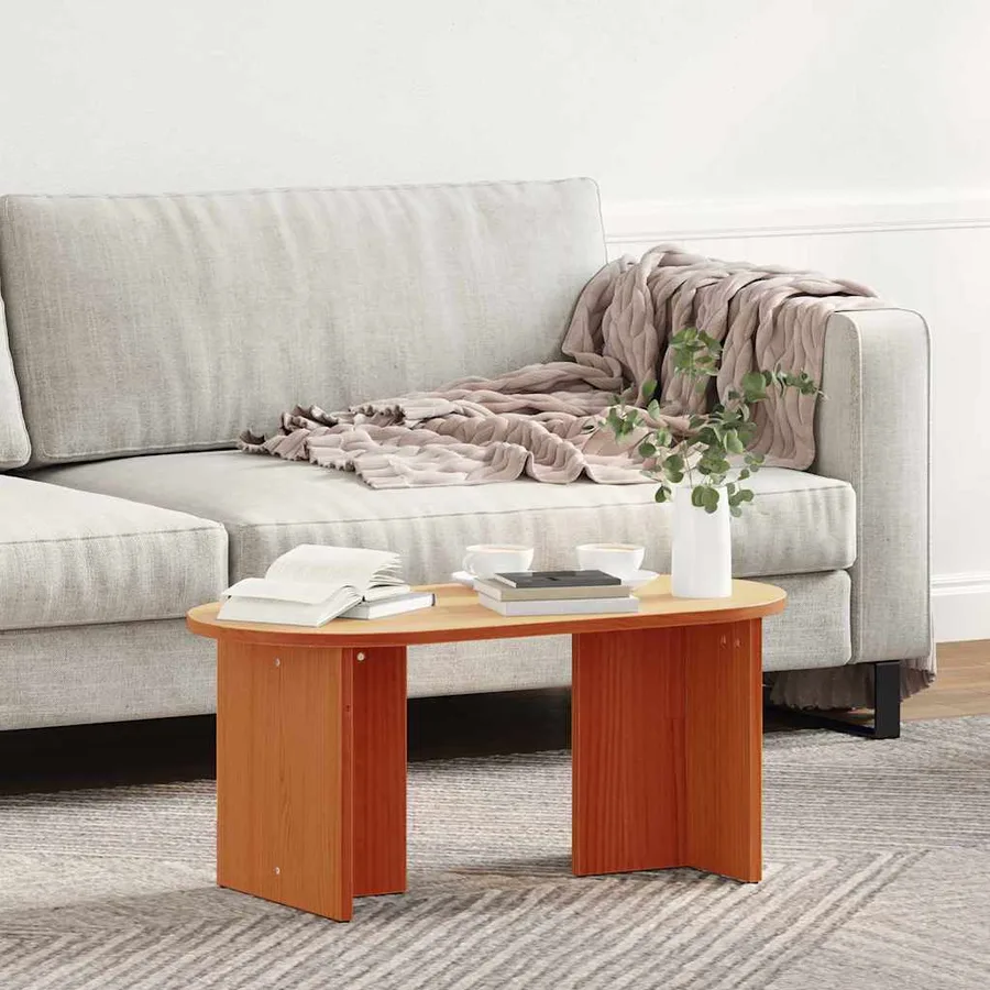 Table basse Brun cire 80 x 39,5 x 35 cm Bois de pin massif - 4