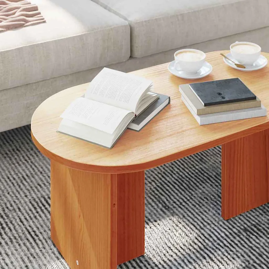 Table basse Brun cire 80 x 39,5 x 35 cm Bois de pin massif - 5