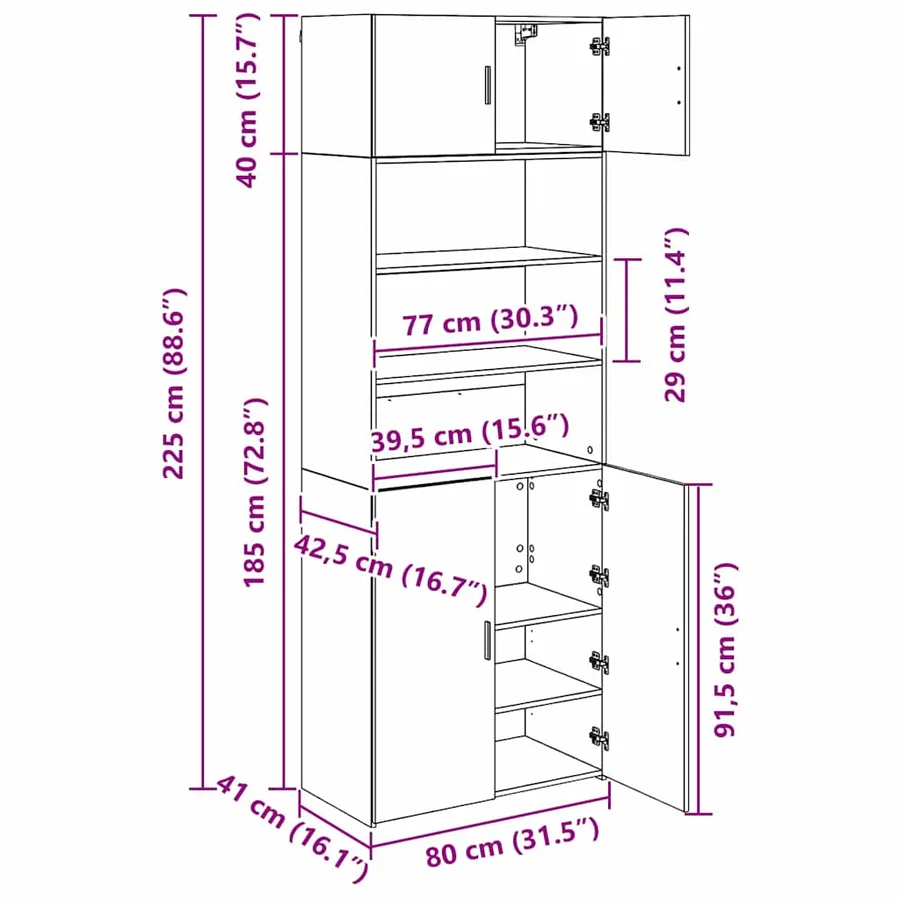 Armoire de rangement Chêne artisanal 80 x 42,5 x 225 cm - 12