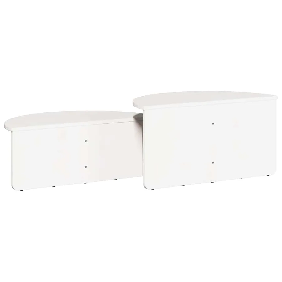 Table basse 2 pcs Blanc Bois massif en pin - 11