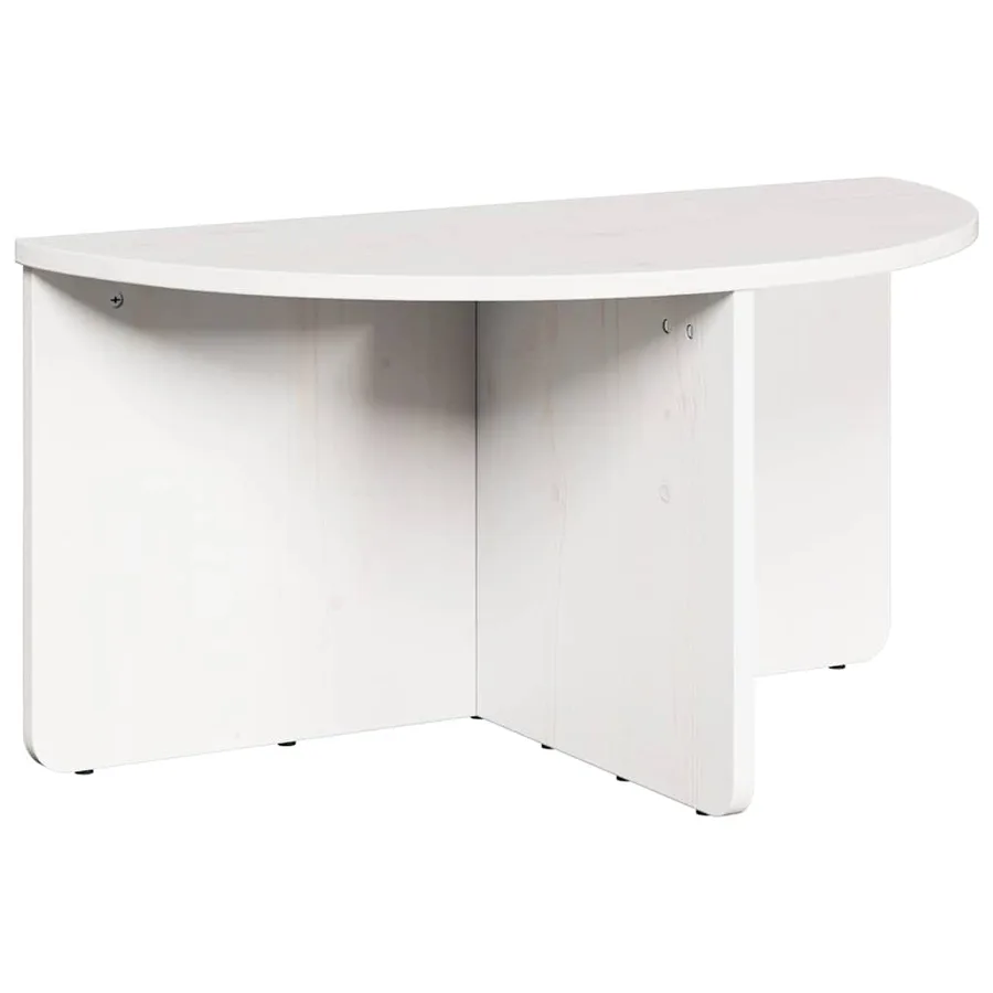 Table basse 2 pcs Blanc Bois massif en pin - 7