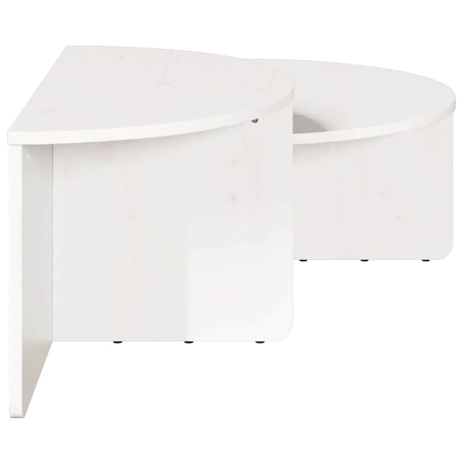 Table basse 2 pcs Blanc Bois massif en pin - 8