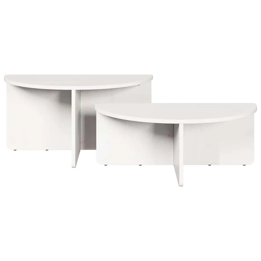 Table basse 2 pcs Blanc Bois massif en pin - 9
