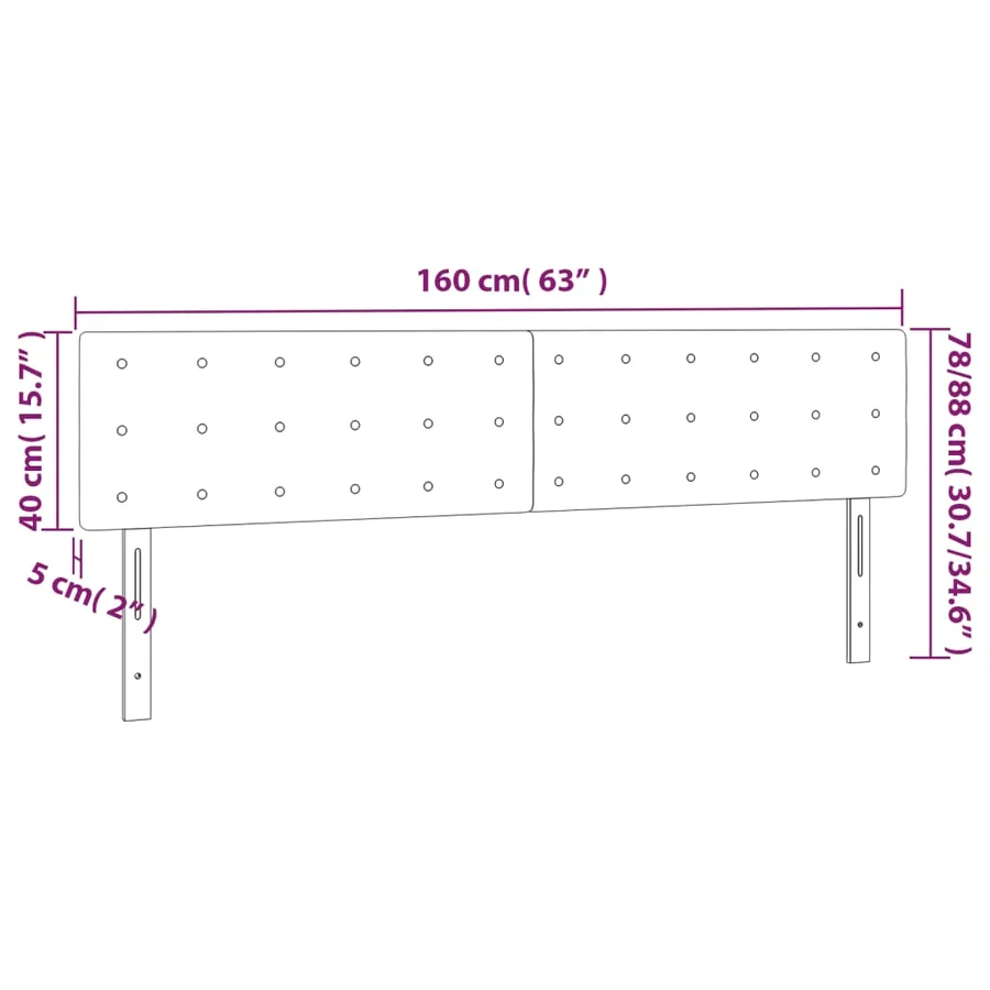 Têtes de lit Gris clair 160x5x78/88 cm Velours - 8