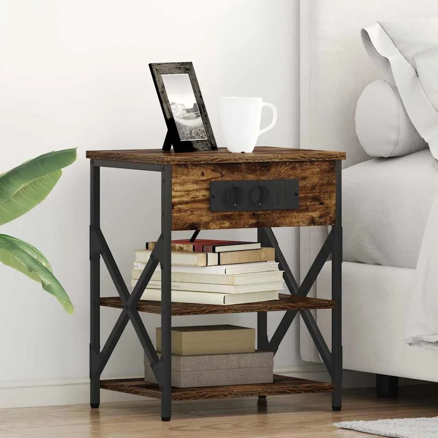 Cabinet de chevet avec étagère 2 pcs Chêne fumé 41 x 31 x 51 cm