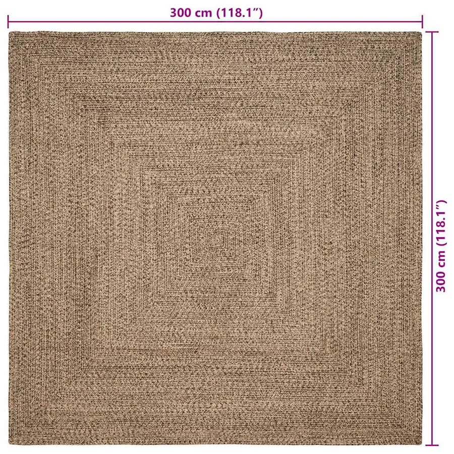 Tapis de surface Naturel et noir 300 x 300 cm Jute - 9