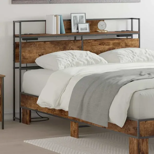 Tête de lit de rangement Chêne fumé Bois d'ingénierie