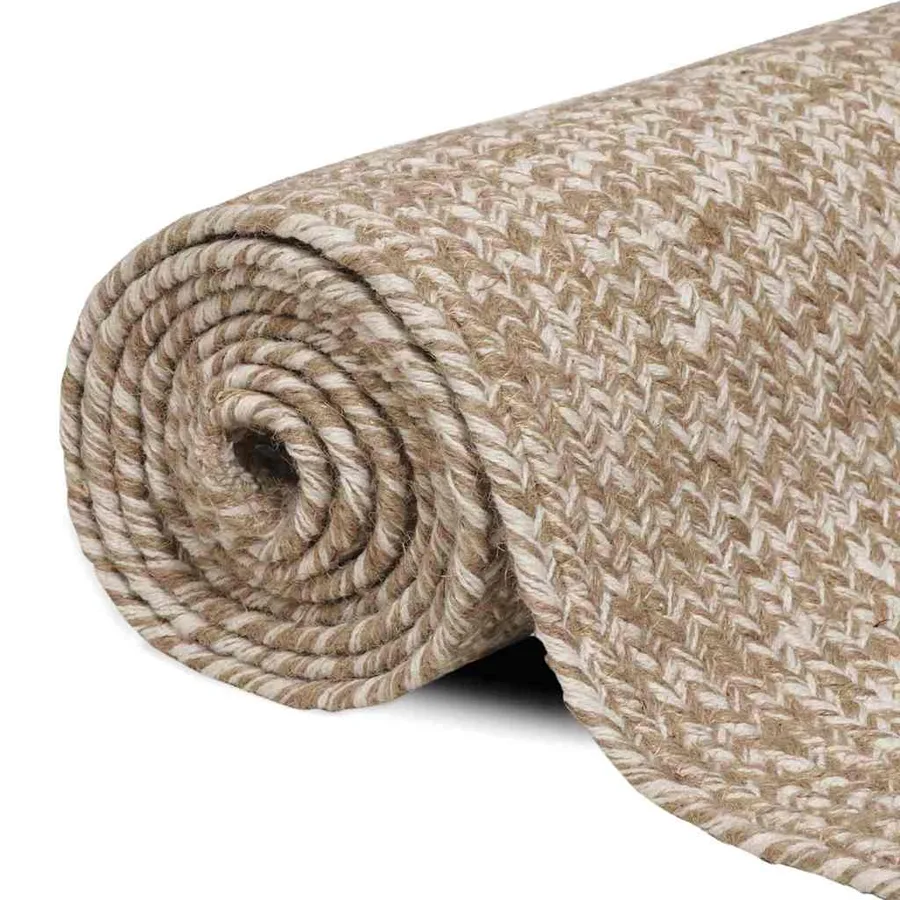 Tapis de surface Naturel et Blanc 60 x 250 cm Jute - 2
