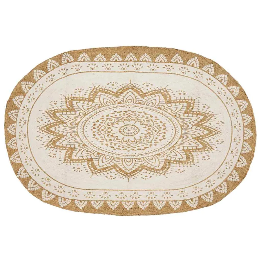 Tapis de surface Naturel avec impression blanche 205 x 305 cm