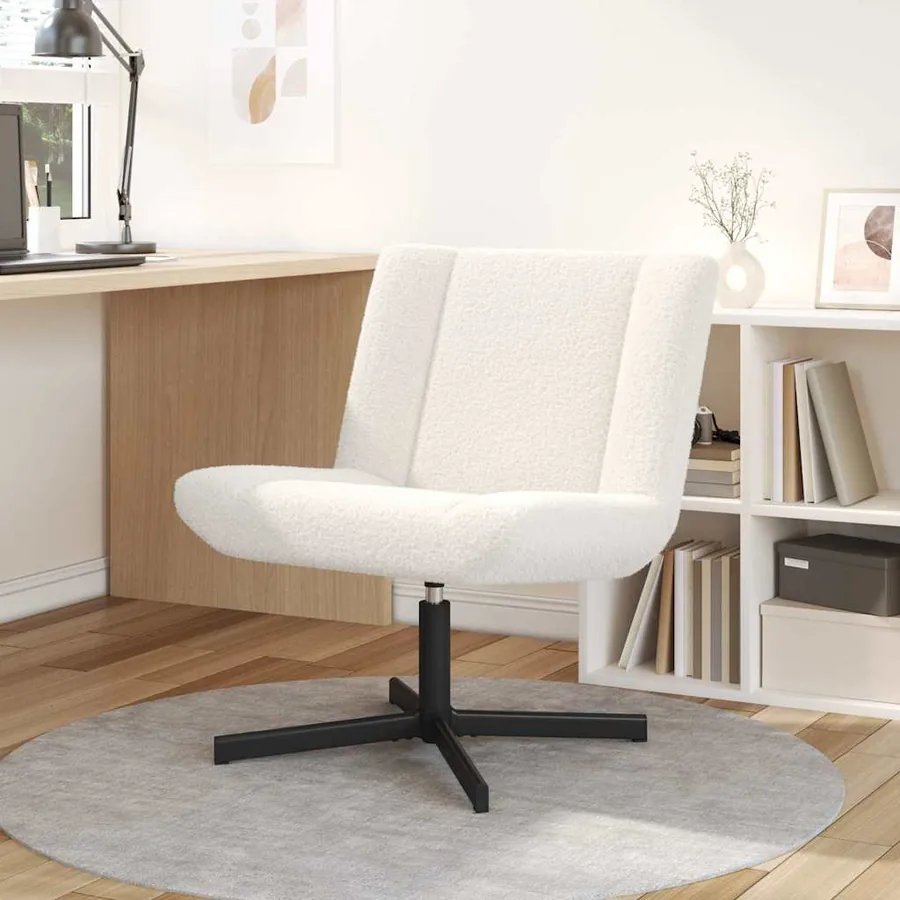 Chaise pivotante Crème 63 x 75 x 76 cm Peau de mouton