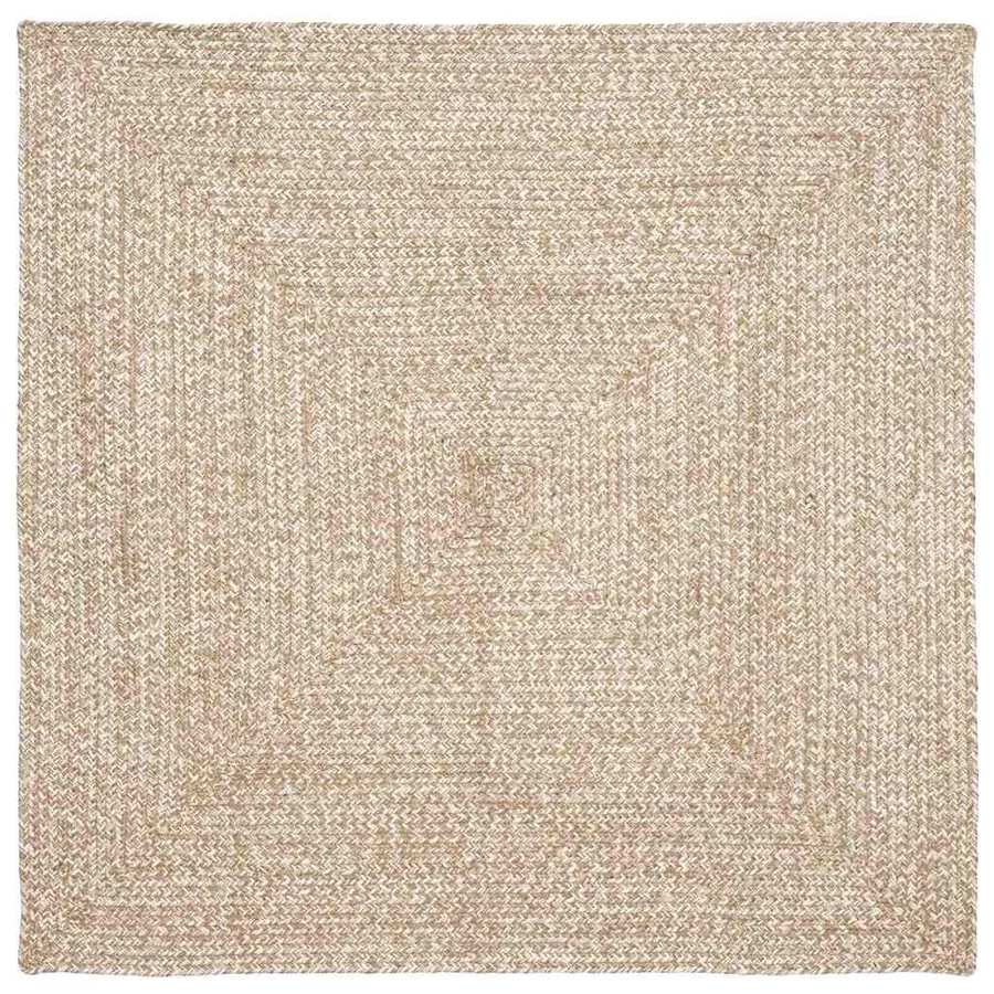 Tapis de surface Naturel et Blanc 160 x 160 cm Jute
