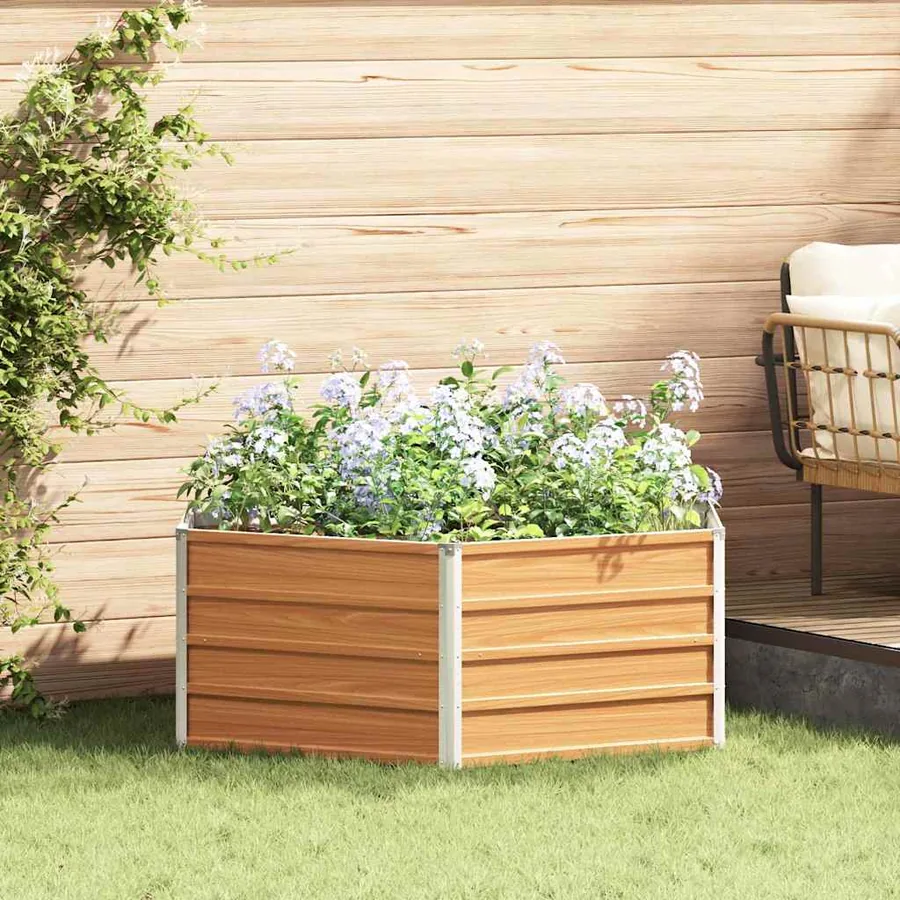Jardin surélevé Aspect bois 129 x 129 x 45 cm Acier galvanisé