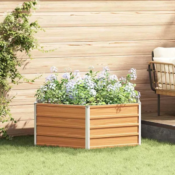 Jardin surélevé Aspect bois 129 x 129 x 45 cm Acier galvanisé