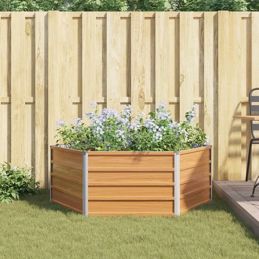 Jardin surélevé Aspect bois 129 x 129 x 45 cm Acier galvanisé - 4