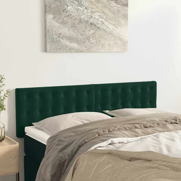 Têtes de lit Vert foncé 144x5x78/88 cm Velours