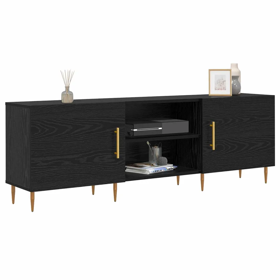 Meuble TV Chêne noir 150 x 30 x 50 cm Bois d'ingénierie - 3