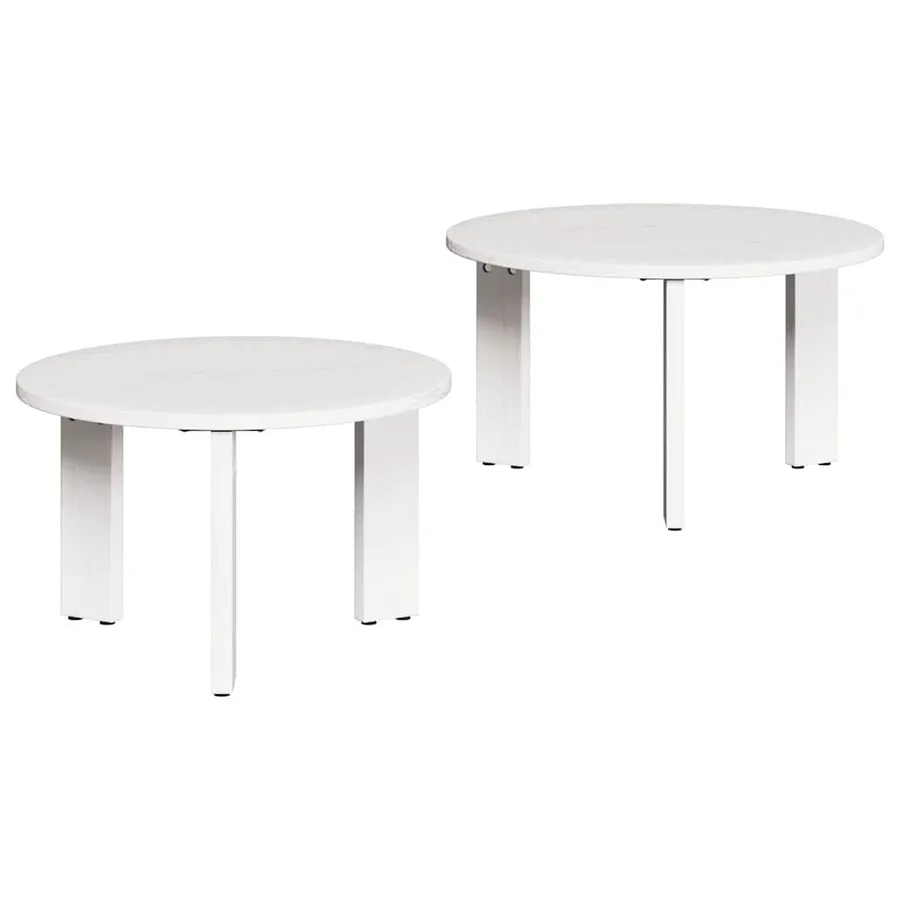 Table basse 2 pcs Blanc Bois de pin massif - 2