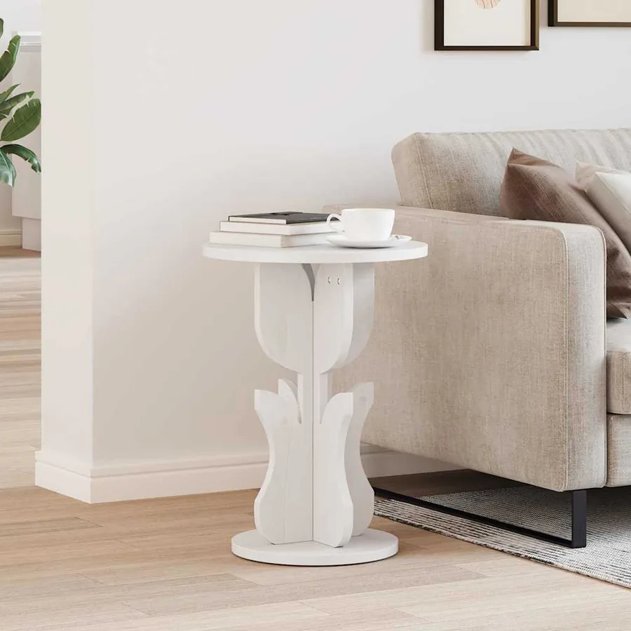 Table basse Blanc 39,5 x 39,5 x 53,5 cm Bois massif en pin