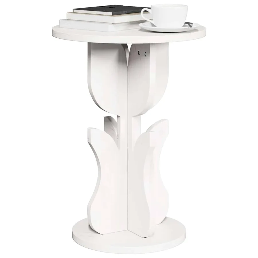 Table basse Blanc 39,5 x 39,5 x 53,5 cm Bois massif en pin - 3