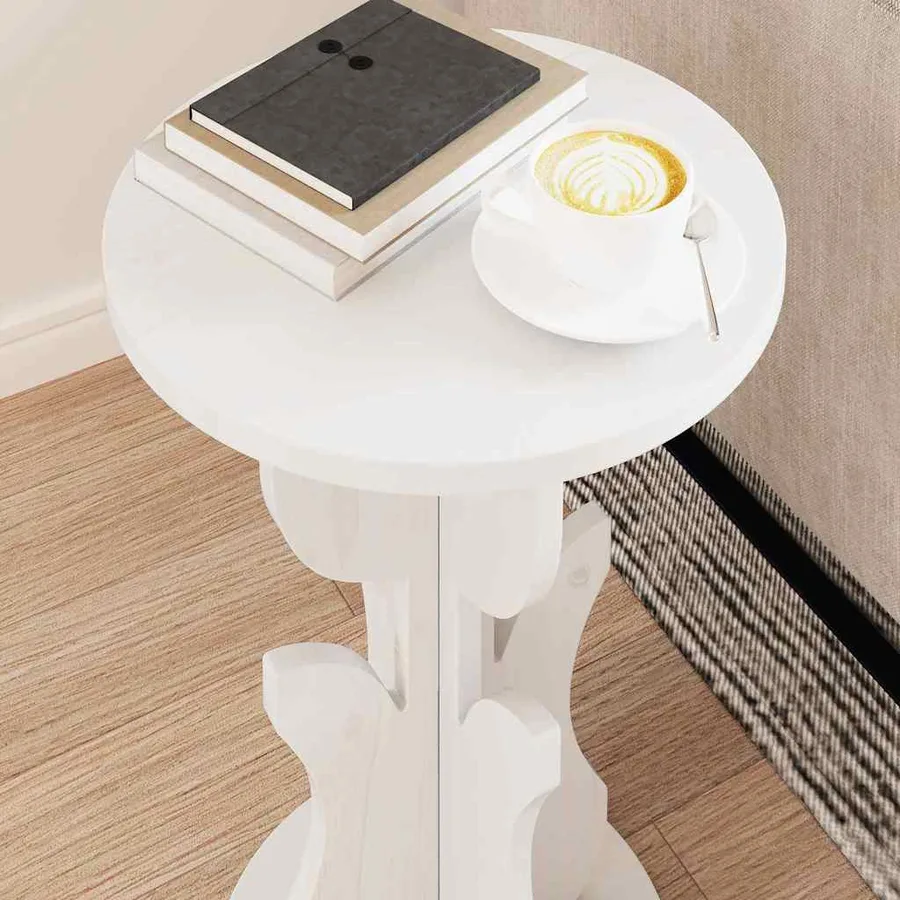 Table basse Blanc 39,5 x 39,5 x 53,5 cm Bois massif en pin - 4