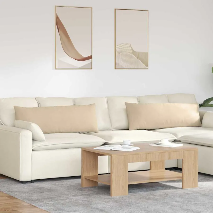 Coussins de canapé 2 pcs Crème 120 x 40 cm tissu