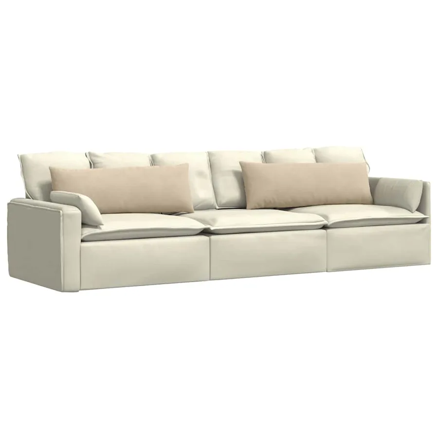 Coussins de canapé 2 pcs Crème 120 x 40 cm tissu - 3