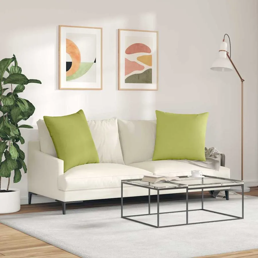 Coussins de canapé 2 pcs Vert clair 60 x 60 cm tissu - 4